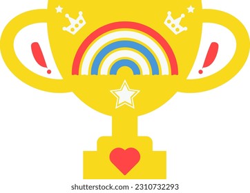 Gold Trophy Award Cup Champion Design Illustration Graphic Element Art Card
