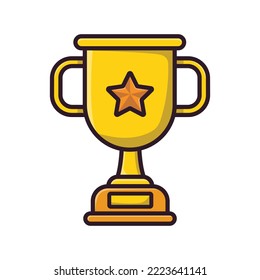 Gold trophy award vector. Flat colors simple icon design