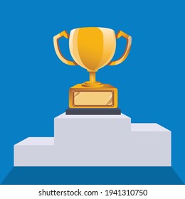 gold trophy with blank name plate