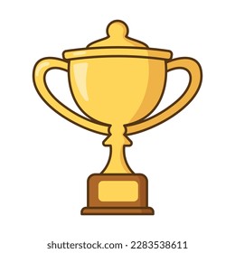 Gold trophy cartoon icon vector illustration. First place champion trophy cup in flat style. Vector flat outline icon