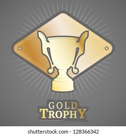 Gold trophy cup badge