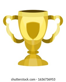 gold trophy cup flat illustration. vector image. modern style