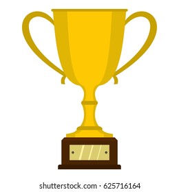 Gold trophy cup icon flat isolated on white background vector illustration