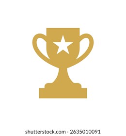 Gold Trophy Cup Icon with Star