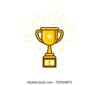 Gold trophy cup icon vector illustration