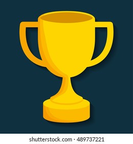 Gold trophy cup icon. Winner success and competition theme. Colorful design. Vector illustration