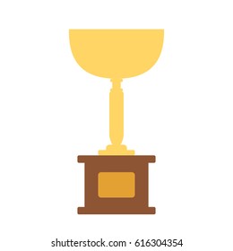 Gold trophy cup isolated on background. 1st place concept. Handing awards to winner. Vector illustration