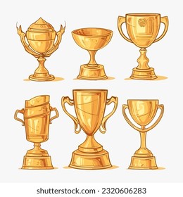Gold trophy cup isolated. Vector award prize