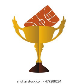 gold trophy cup and league icon. Basketball sport and competition theme. Isolated design. Vector illustration