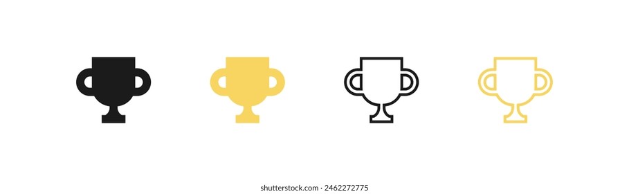 Gold trophy cup, set flat icon. Vector