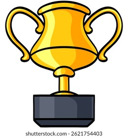 Gold Trophy Cup Vector Drawing Illustration