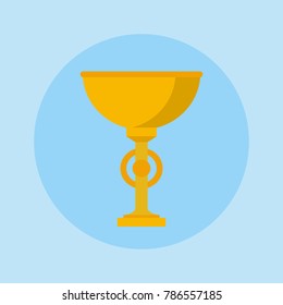 Gold Trophy Cup. Vector Flat Trophy icon.