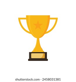 gold trophy cup vector icon flat design for competition