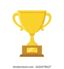 Gold trophy cup vector icon flat design for competition. Winner symbol illustration