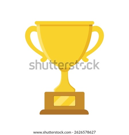 Gold trophy cup vector icon flat design for competition. Winner symbol illustration
