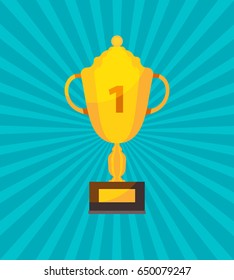 Gold trophy cup vector illustration