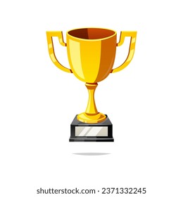 Gold trophy cup vector isolated on white baackground.