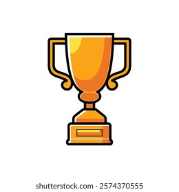gold trophy cup, winner vector flat color icon
