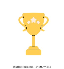 Gold trophy cup. Winners cup, champions trophy. Symbol of victory in a sporting event, competition. Vector illustration in flat style