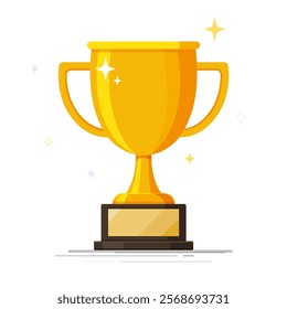 Gold trophy cup. Winner's trophy icon. Trophy icon, Champions, Cup, Symbol of victory. Vector flat illustration.