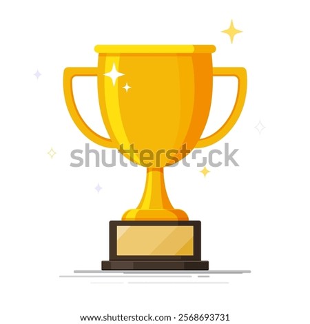 Gold trophy cup. Winner's trophy icon. Trophy icon, Champions, Cup, Symbol of victory. Vector flat illustration.