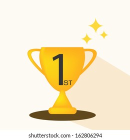 Gold Trophy Cup,long shadow.