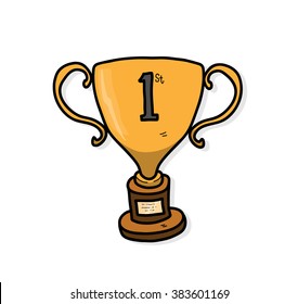 Gold Trophy, a hand drawn vector illustration of a gold trophy for the first position winner.