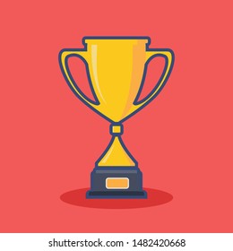 gold trophy icon with flat design concept