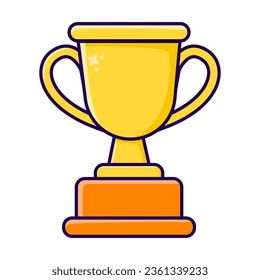 gold trophy icon, illustration vector of gold trophy, Winner's trophy icon