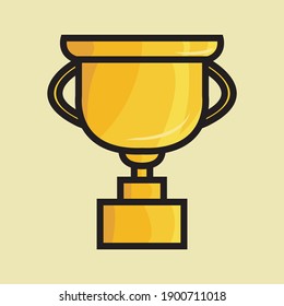 Icono de trofeo de oro en forma de tazón de vidrio y hay un asa en el lado de la taza.