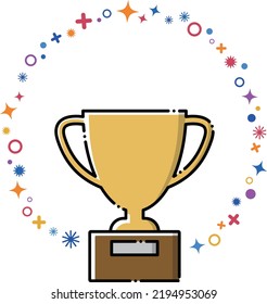 Gold-Trophäe-Symbol mit Ruhm. Bildmaterial für Ranking, Werbung. Ranking, Sieger-Konzept.
