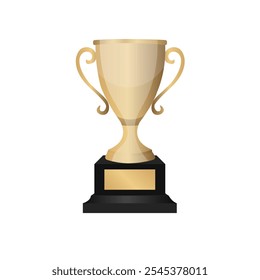 Gold trophy with the name plate of the winner of the competition.