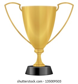 Gold trophy on a white background. Vector illustration.