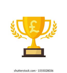 Gold trophy with gold pound sign,vector illustration