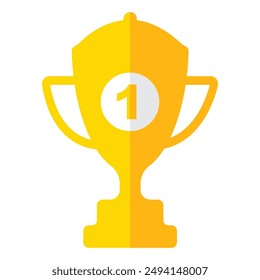 Gold trophy prize isolated. Prize cup pictogram. Champion award. 