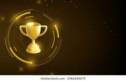 Eine goldene Trophäe mit einem goldenen Rand und einem goldenen Rand.