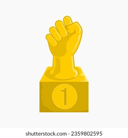 A gold trophy in the shape of a fist, suitable for rewarding diligent workers as appreciation for their efforts