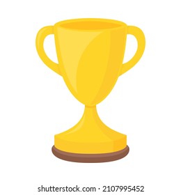 Gold Trophy Sign Emoji Icon Illustration. Cup Award Vector Symbol Emoticon Design Clip Art Sign Comic Style.