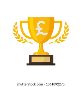 Gold Trophy With Silver Pound Sign,vector Illustration