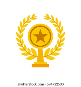 gold trophy in star shape icon over white background. colorful design. vector illustration
