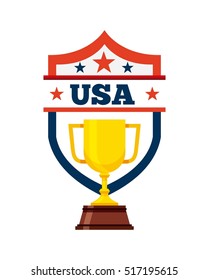 gold trophy of usa concept over white background. colorful design. vector illustration