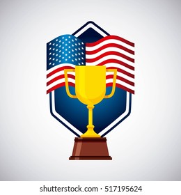 gold trophy of usa concept over white background. vector illustration