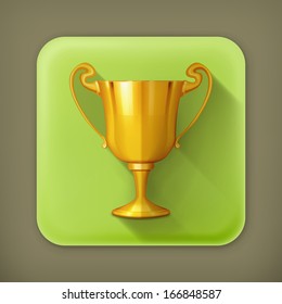 Gold trophy, vector flat icon