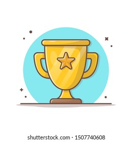 Gold Trophy Vector Icon Illustration. Golden Goblet With Star In The Middle Sport Icon Concept White Isolated. Flat Cartoon Style Suitable for Web Landing Page, Banner, Sticker, Background