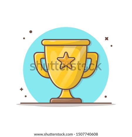 Gold Trophy Vector Icon Illustration. Golden Goblet With Star In The Middle Sport Icon Concept White Isolated. Flat Cartoon Style Suitable for Web Landing Page, Banner, Sticker, Background