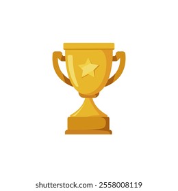 Gold trophy, winner's trophy, victory trophy icon. Champion award symbol sign. Vector illustration.