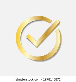 gold true symbol in the white backgroud.