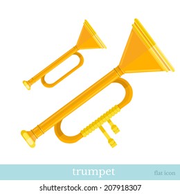 gold trumpet flat icon on white