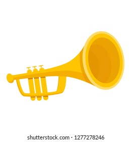 Gold trumpet icon. Cartoon of gold trumpet vector icon for web design isolated on white background