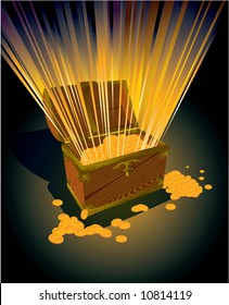 Gold trunk. Vector.